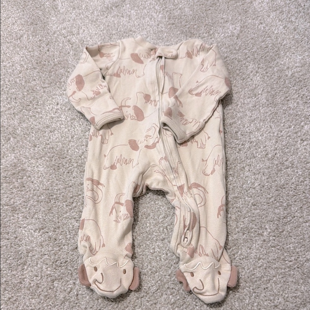 Adorable Cream and tan elephant Kids One Piece